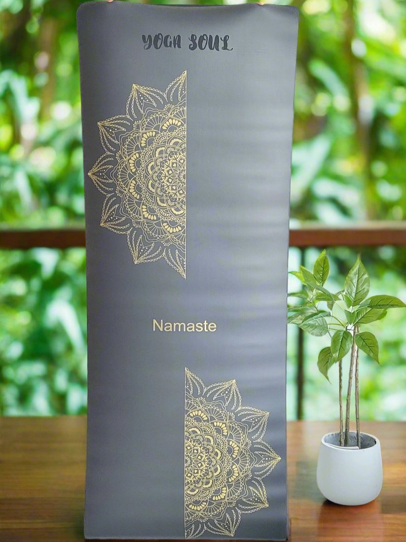 PowerPro Yoga Mat | Black | Golden Mandala - Yoga Soul