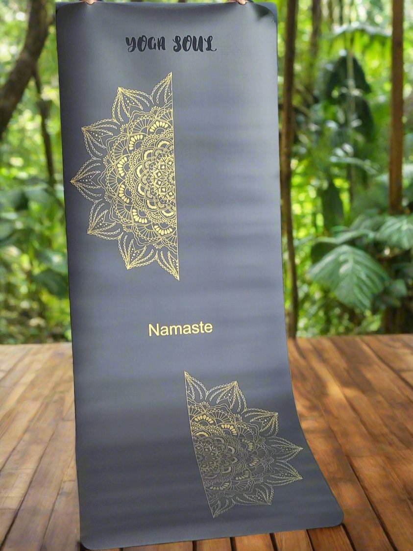 PowerPro Yoga Mat | Black | Golden Mandala - Yoga Soul