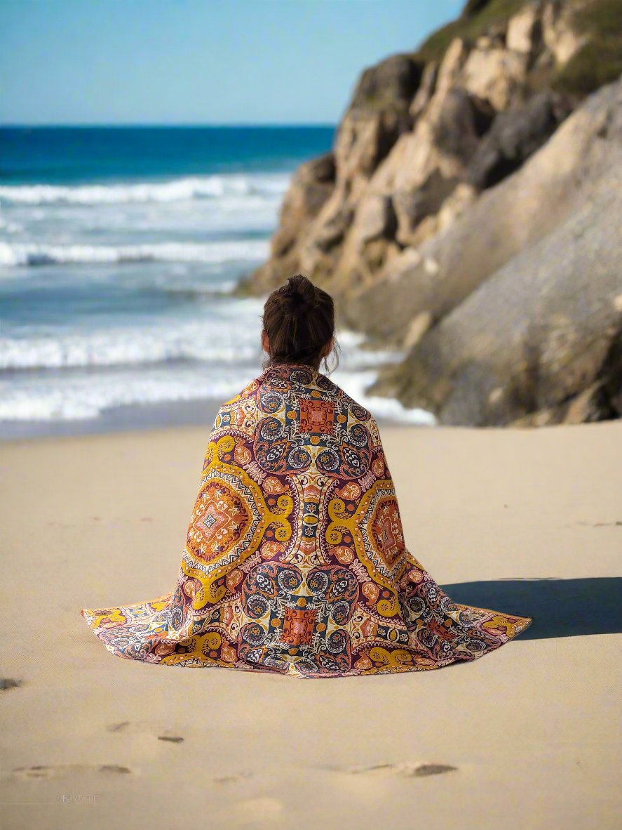 Travel Yoga Blanket | Travel Meditation Blanket | Paisley - Yoga Soul