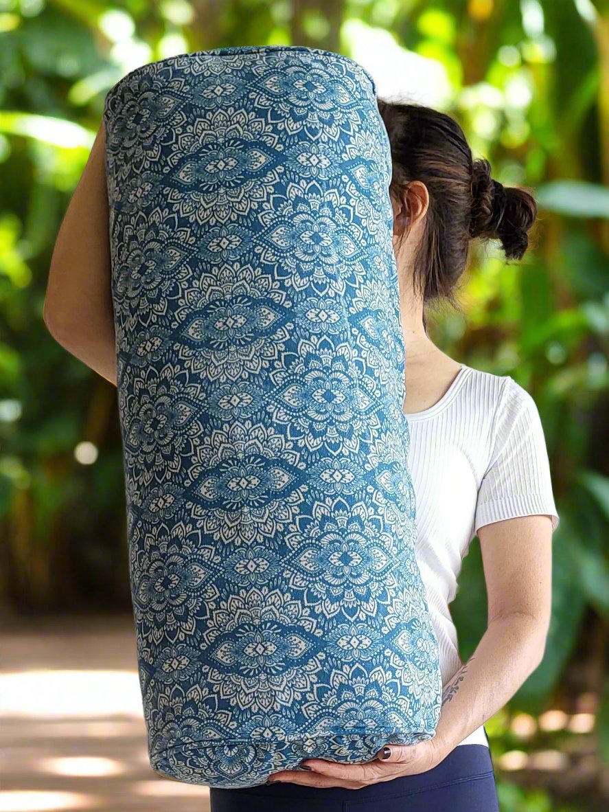 Oval Yoga Bolster | Mandala | Indigo Blue - Yoga Soul