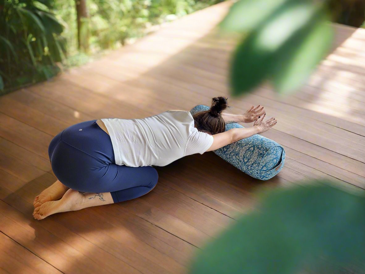 Round Yoga Bolster | Mandala | Indigo Blue - Yoga Soul