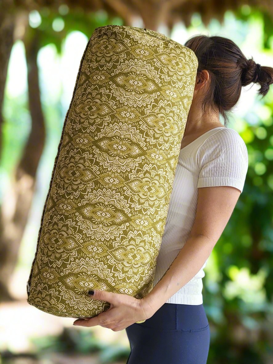 Oval Yoga Bolster | Mandala | Kiwi Fruit - Yoga Soul