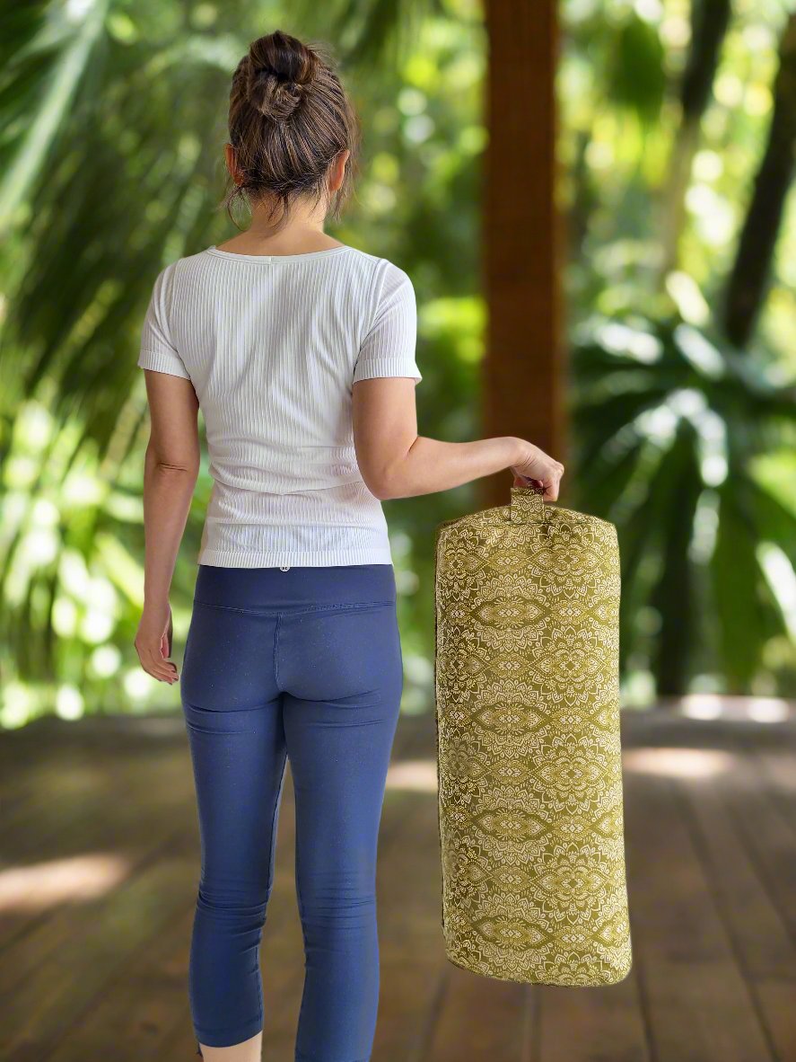 Oval Yoga Bolster | Mandala | Kiwi Fruit - Yoga Soul