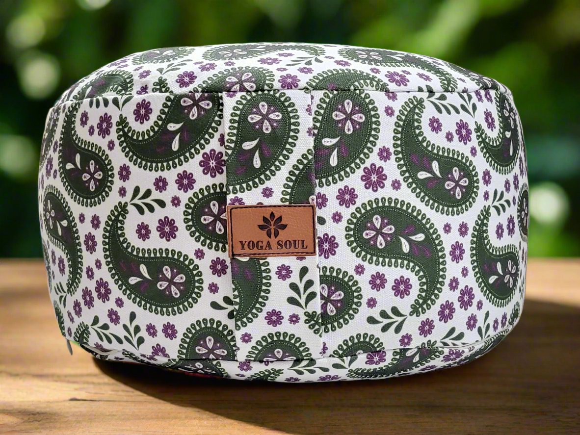 RONDO Meditation Cushion | Paisley | Trekking Green - Yoga Soul