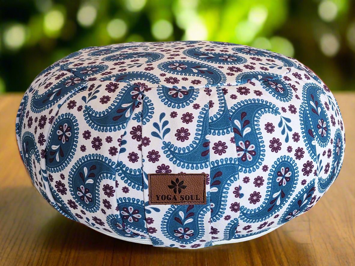 ZAFU Meditation Cushion | Paisley | Teal Blue - Yoga Soul