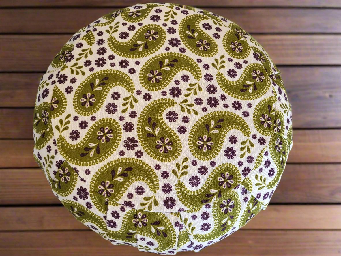 ZAFU Meditation Cushion | Paisley | Olive Green - Yoga Soul