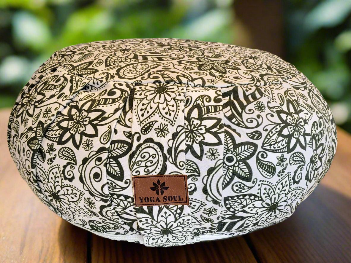 ZAFU Meditation Cushion | Paisley Flower | Trekking Green - Yoga Soul