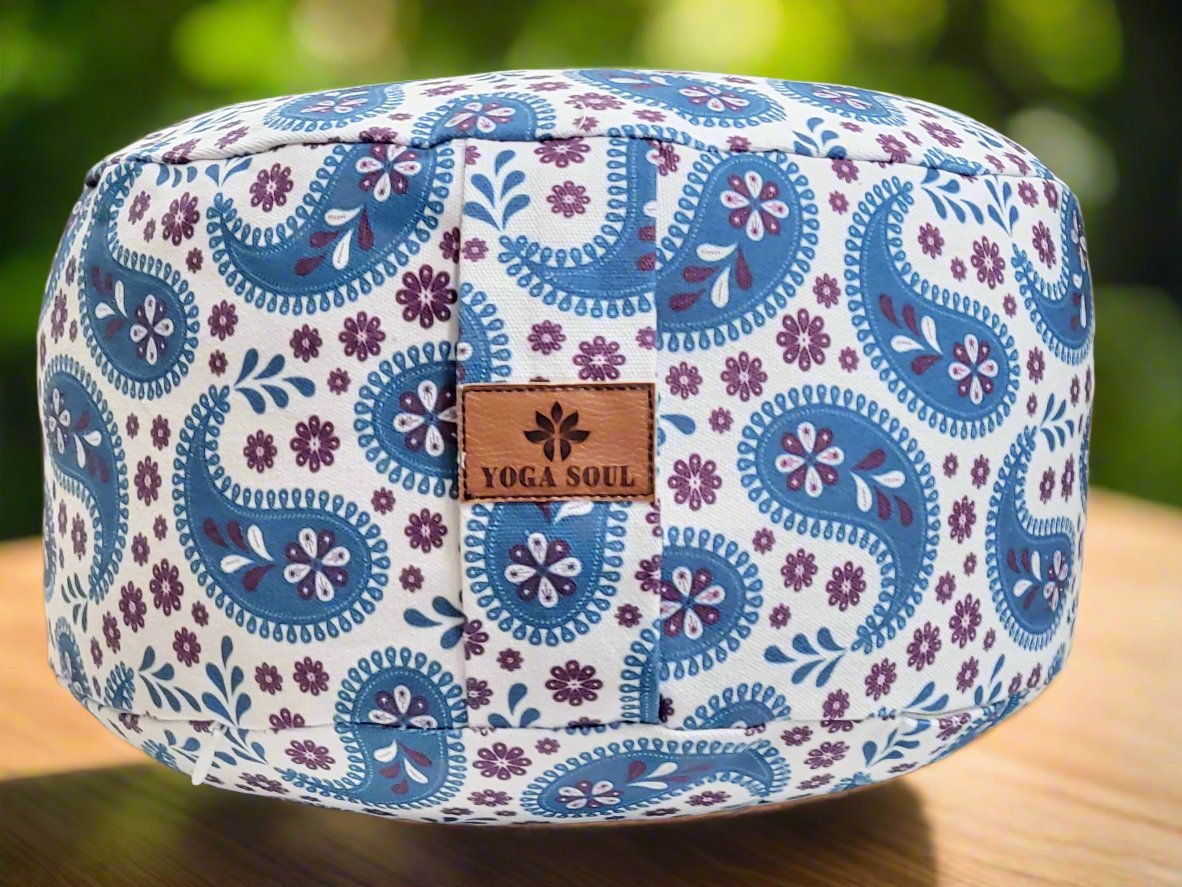 RONDO Meditation Cushion | Paisley | Teal Blue - Yoga Soul