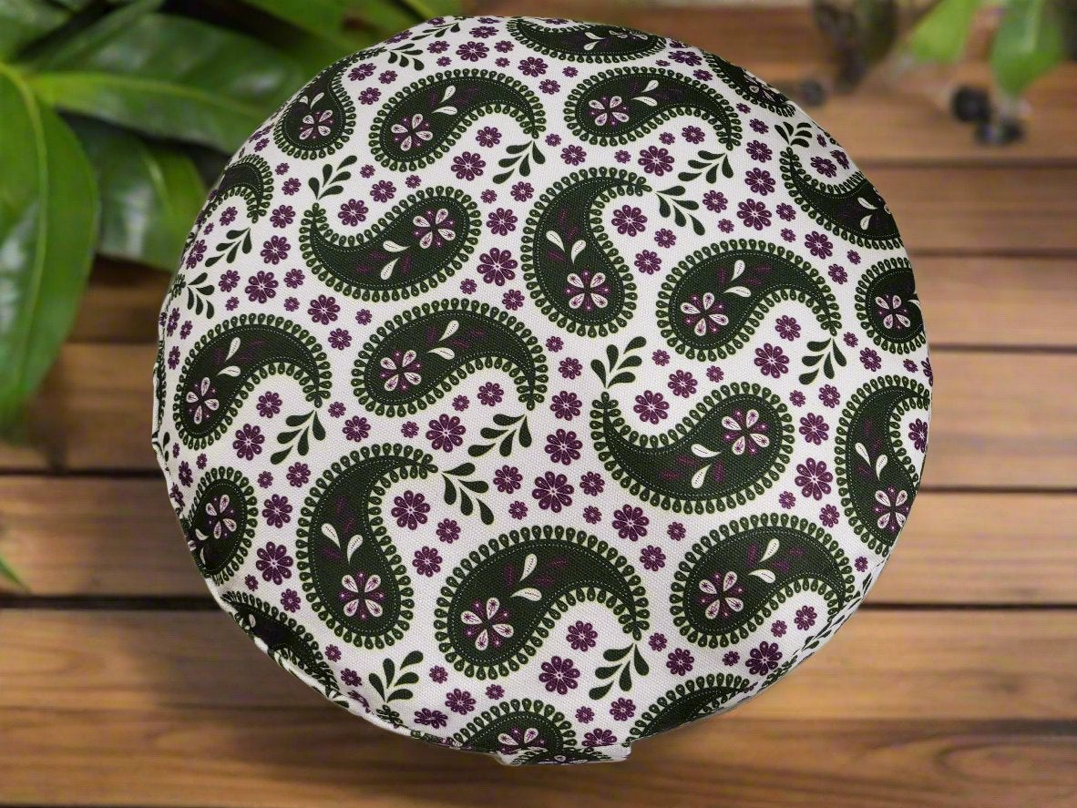 RONDO Meditation Cushion | Paisley | Trekking Green - Yoga Soul