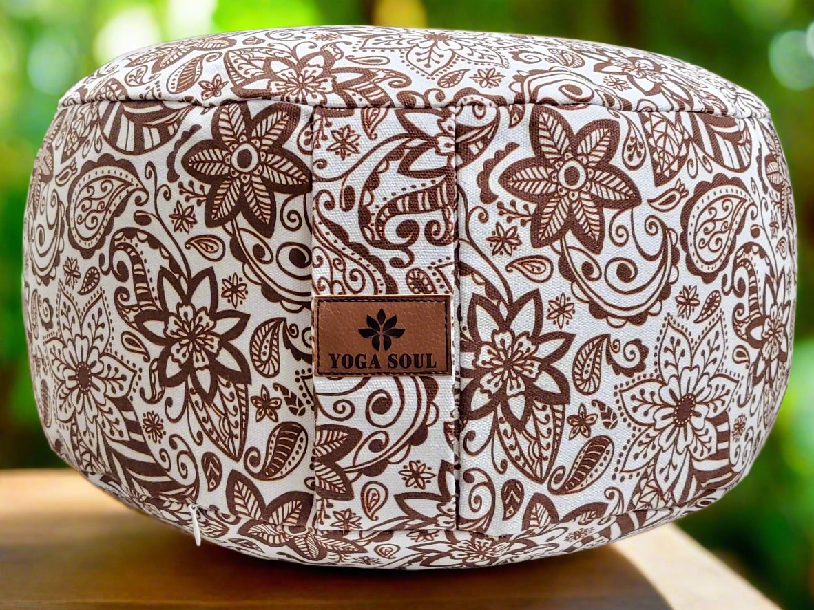 RONDO Meditation Cushion | Paisley Flower | Chocolate - Yoga Soul