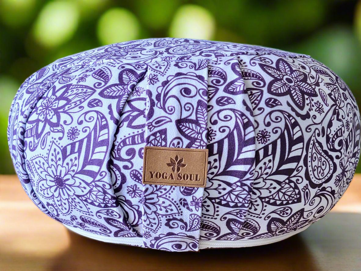 ZAFU Meditation Cushion | Paisley Flower | Purple - Yoga Soul