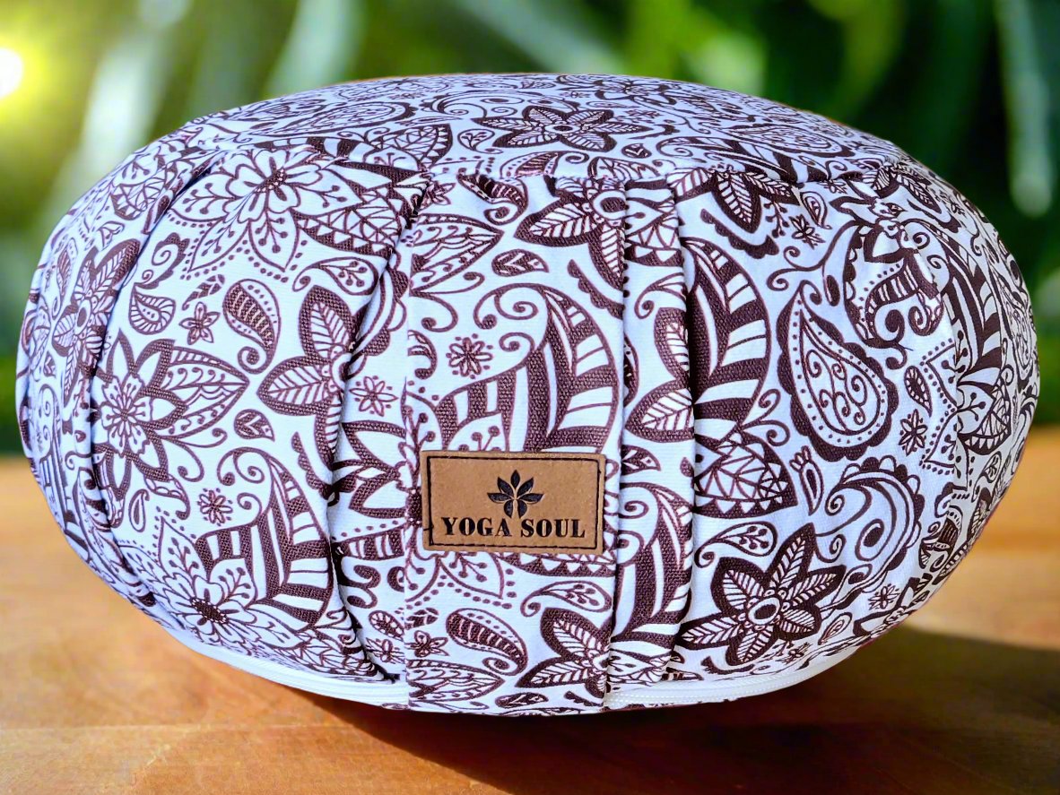 ZAFU Meditation Cushion | Paisley Flower | Chocolate - Yoga Soul