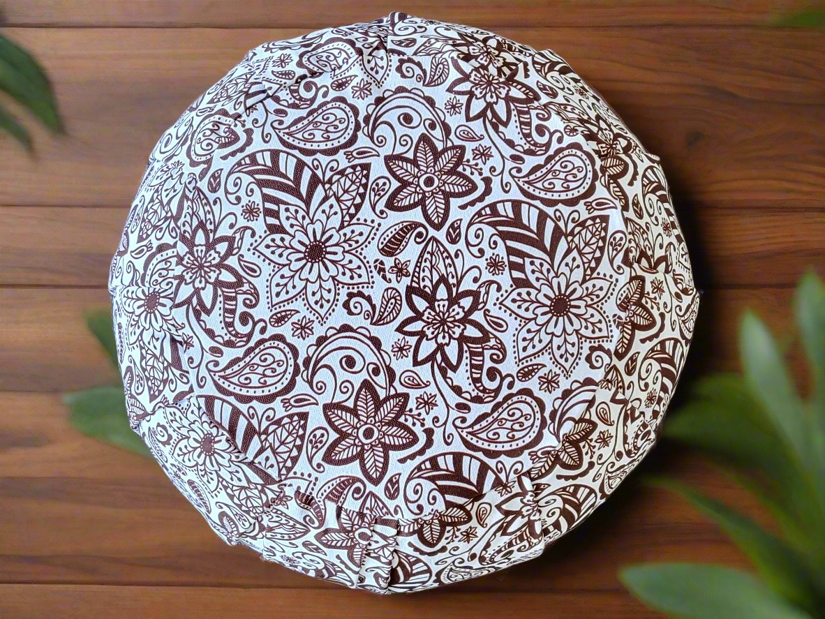 ZAFU Meditation Cushion | Paisley Flower | Chocolate - Yoga Soul