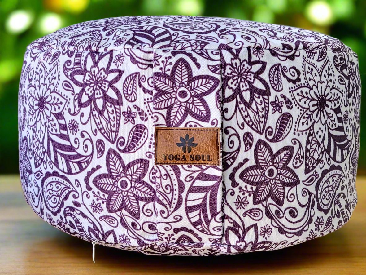 RONDO Meditation Cushion | Paisley Flower | Purple - Yoga Soul