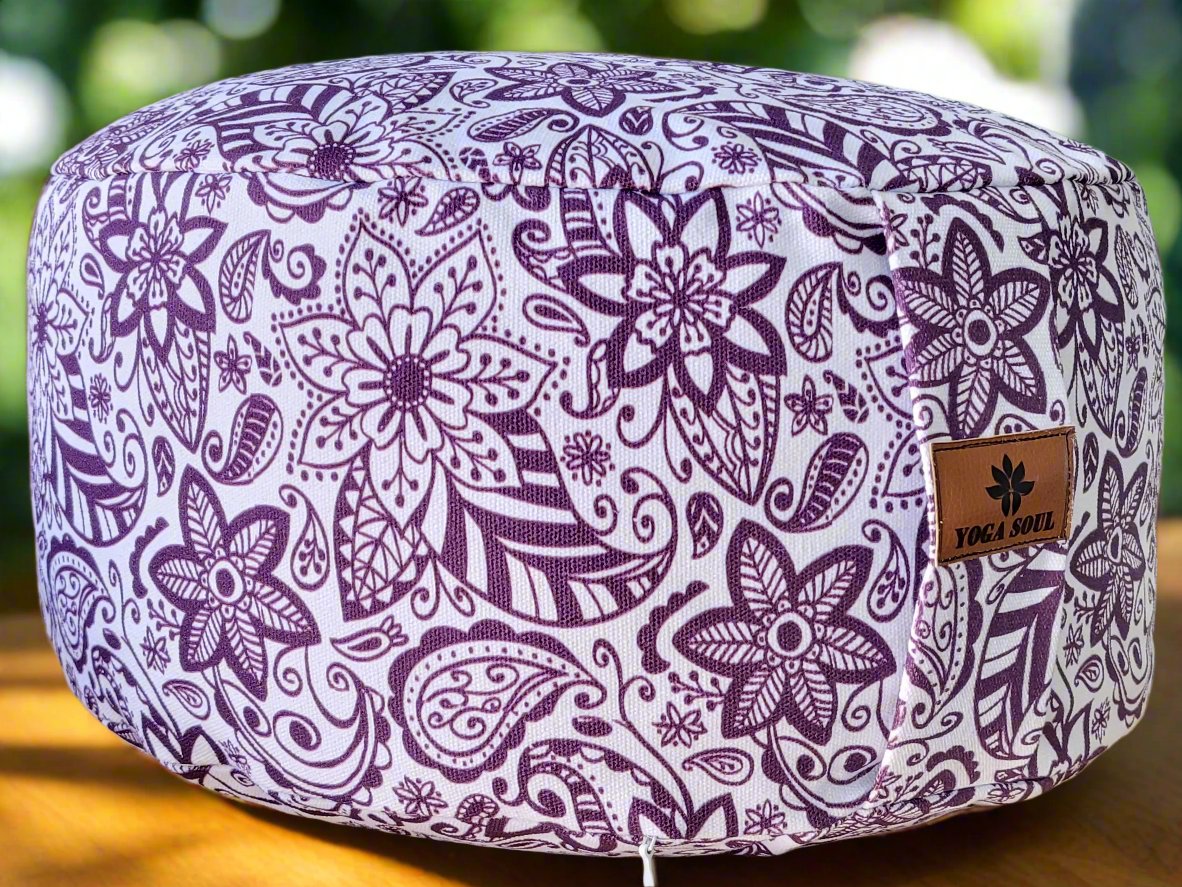 RONDO Meditation Cushion | Paisley Flower | Purple - Yoga Soul