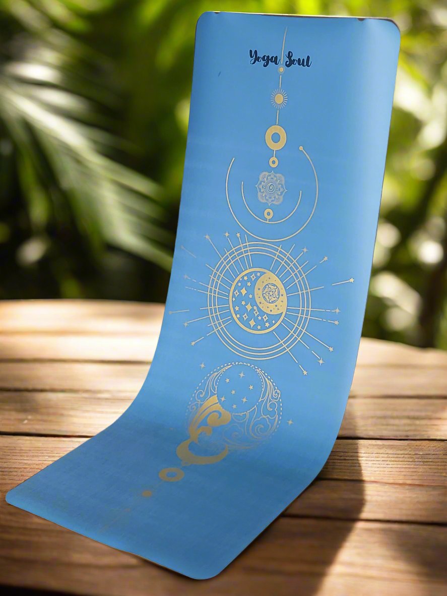 PowerPro Yoga Mat | Ocean Blue | Golden Luna - Yoga Soul