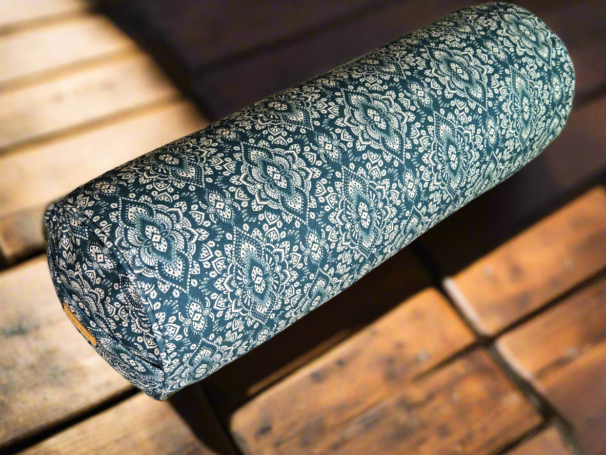 Round Yoga Bolster | Mandala | Trekking Green - Yoga Soul