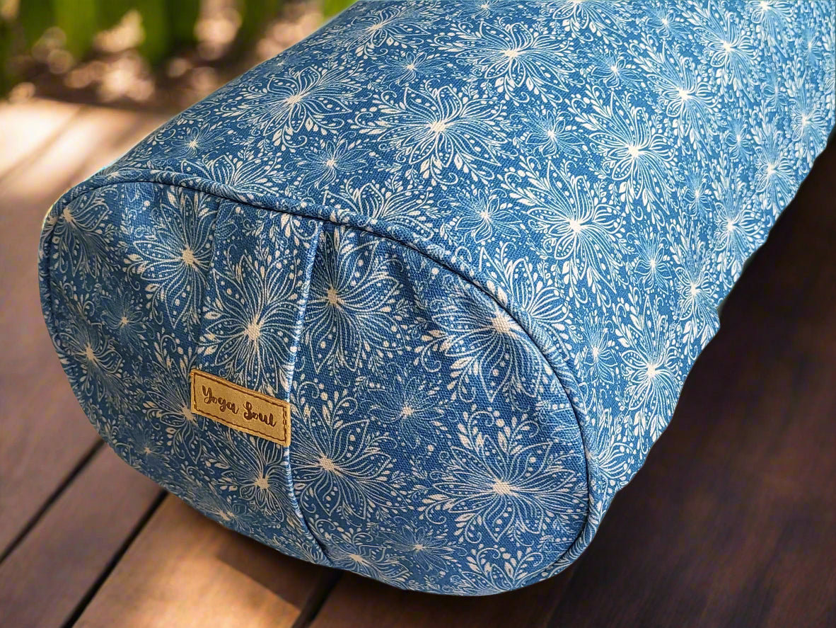 Oval Yoga Bolster | Lotus | Indigo Blue - Yoga Soul