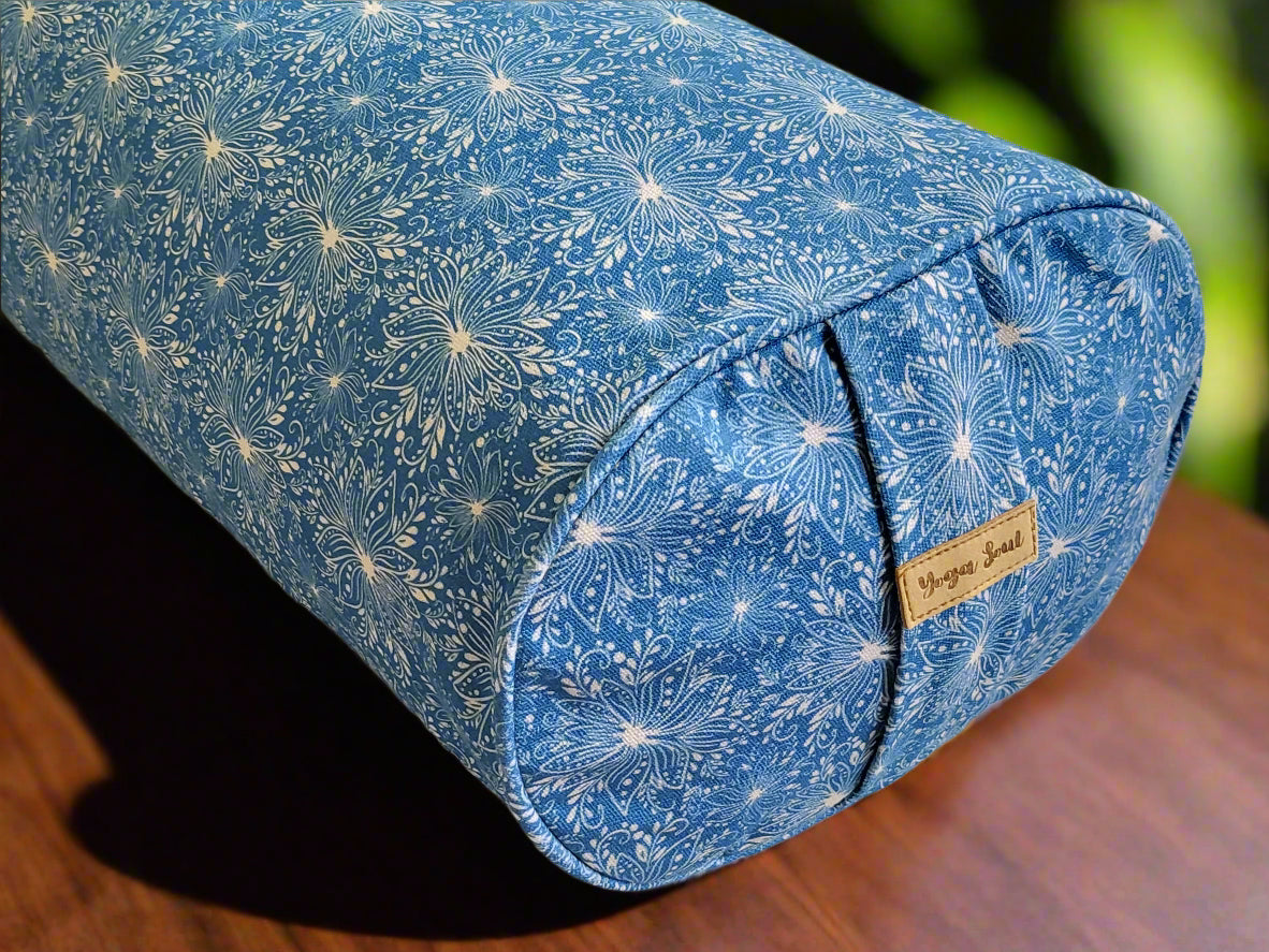 Oval Yoga Bolster | Lotus | Indigo Blue - Yoga Soul