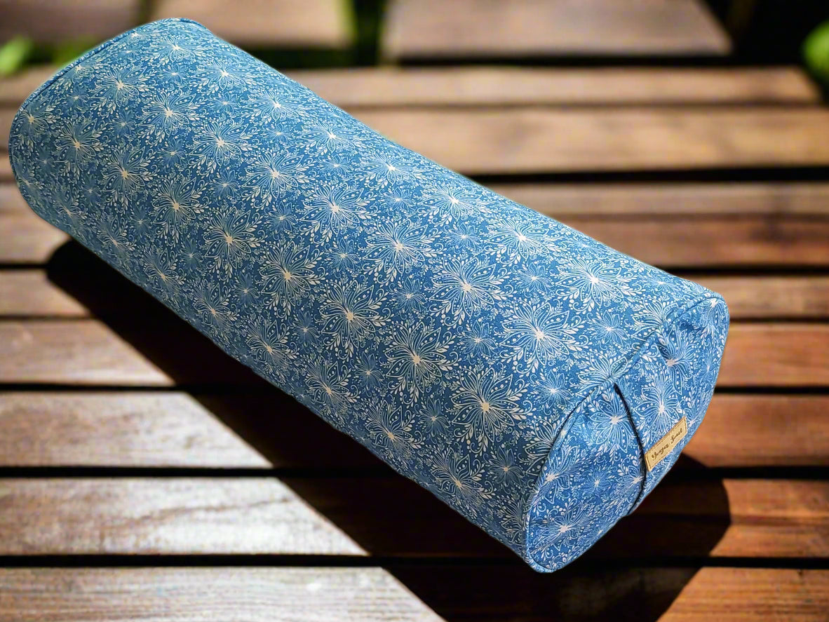 Oval Yoga Bolster | Lotus | Indigo Blue - Yoga Soul