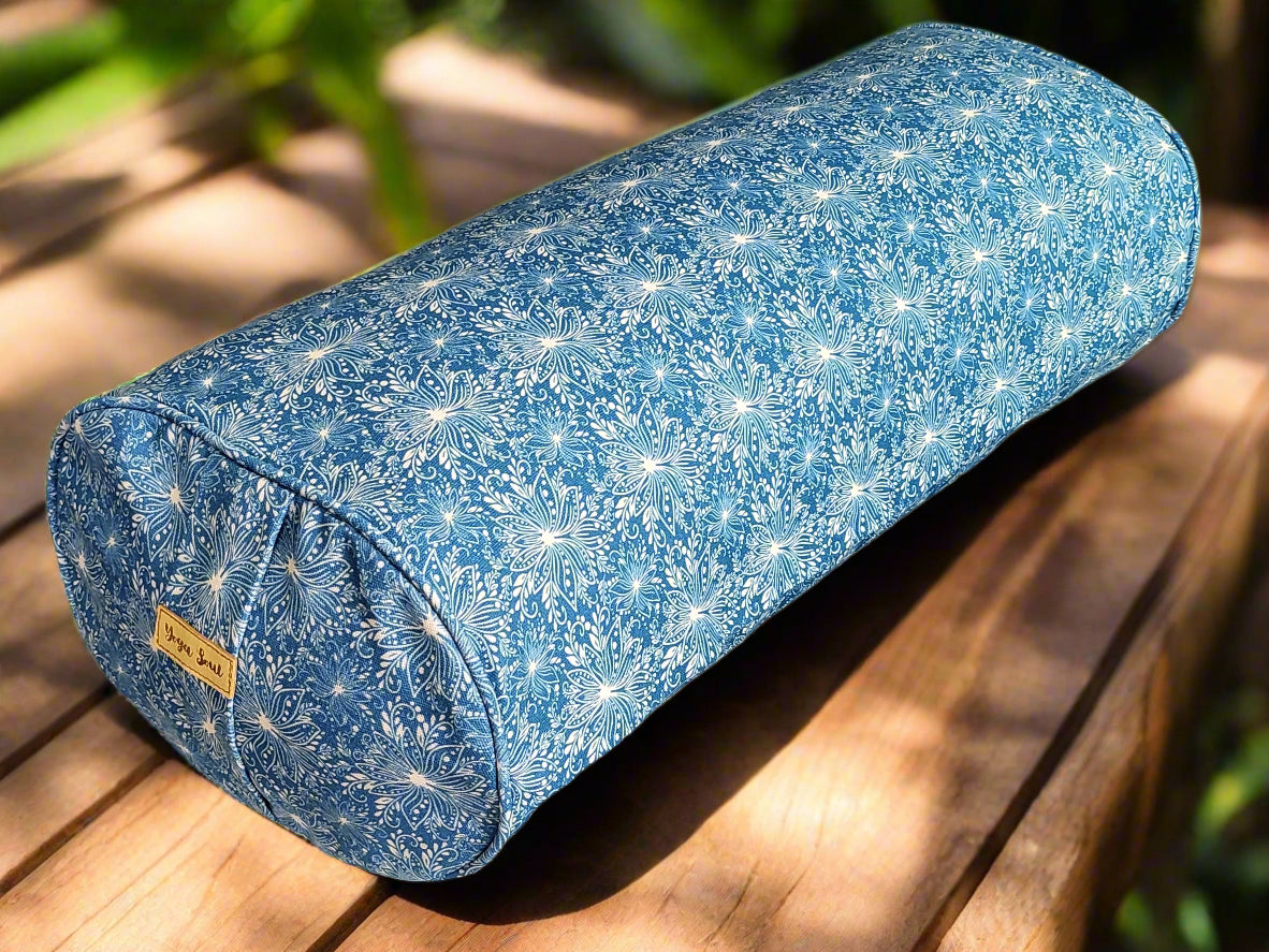 Oval Yoga Bolster | Lotus | Indigo Blue - Yoga Soul