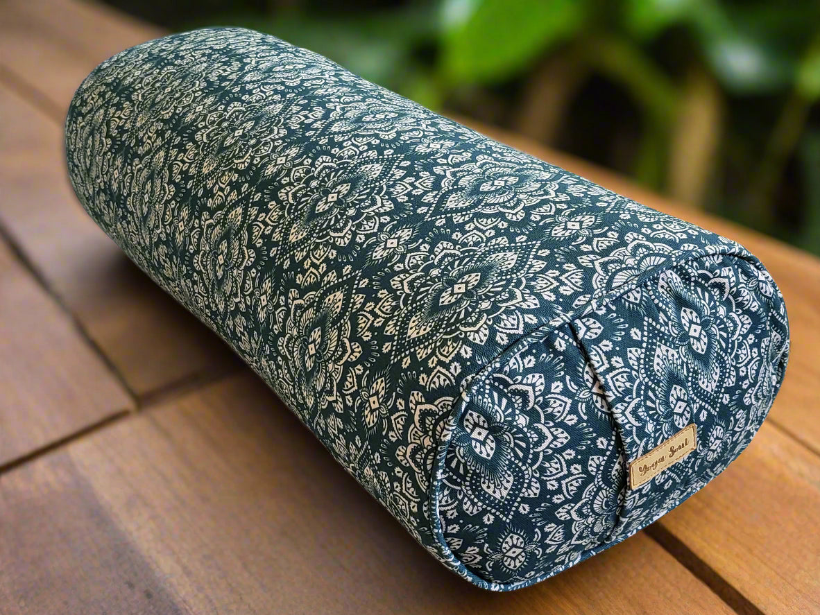 Oval Yoga Bolster | Mandala | Trekking Green - Yoga Soul