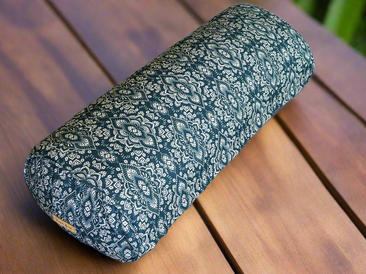 Oval Yoga Bolster | Mandala | Trekking Green - Yoga Soul