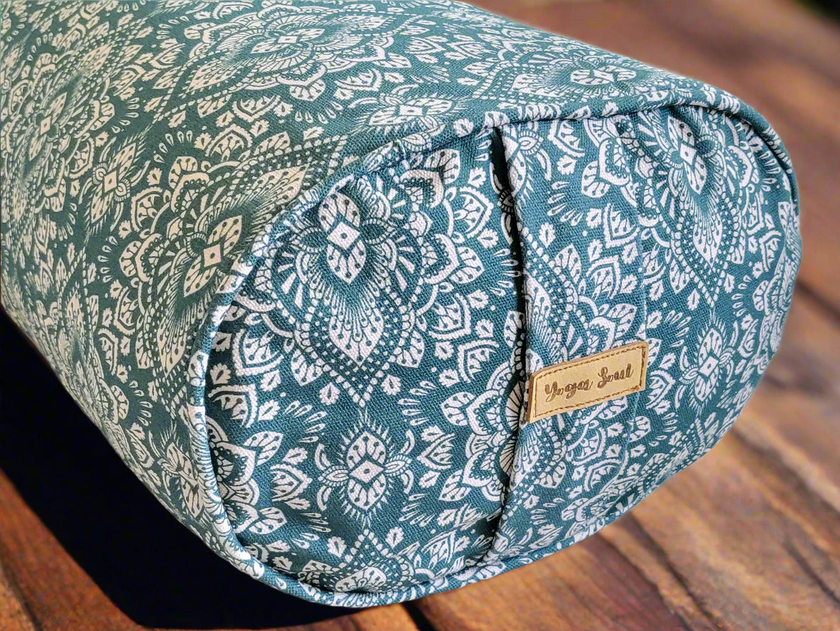 Oval Yoga Bolster | Mandala | Teal - Yoga Soul