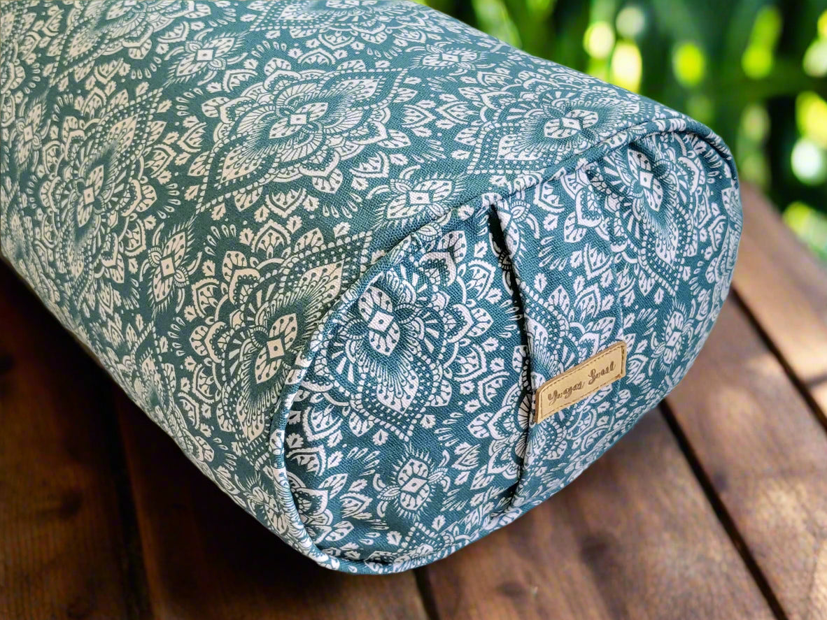 Oval Yoga Bolster | Mandala | Teal - Yoga Soul