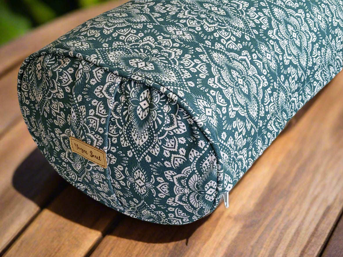 Oval Yoga Bolster | Mandala | Teal - Yoga Soul