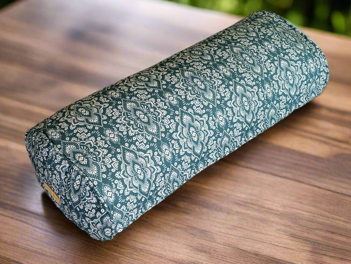 Oval Yoga Bolster | Mandala | Teal - Yoga Soul