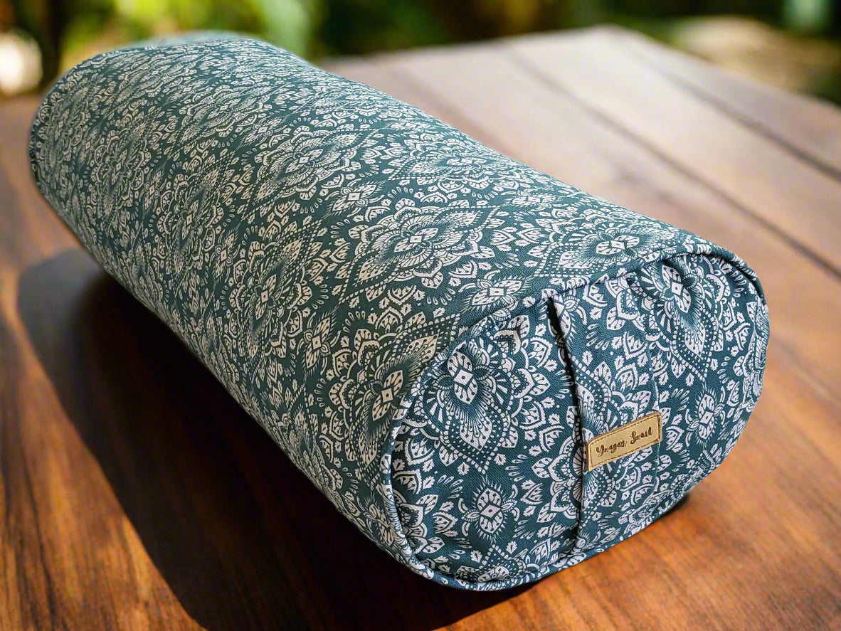 Oval Yoga Bolster | Mandala | Teal - Yoga Soul