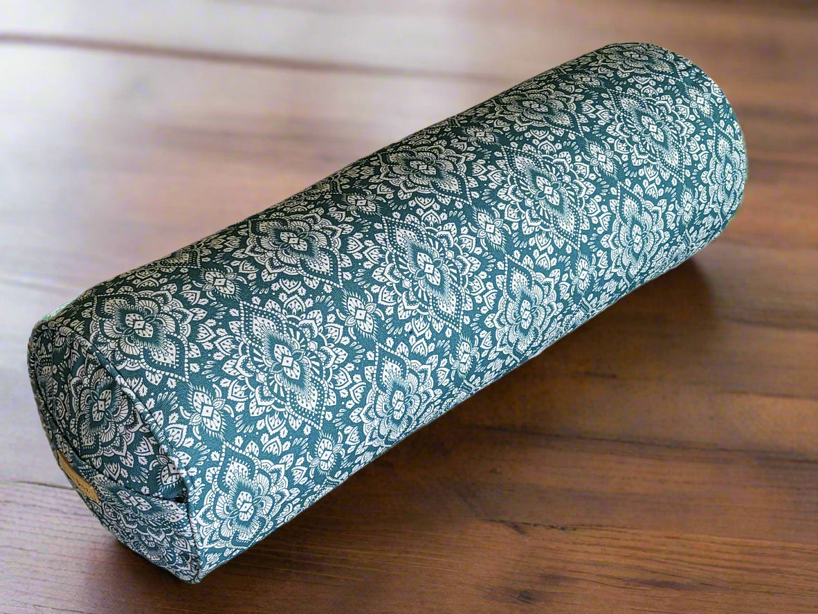 Round Yoga Bolster | Mandala | Teal - Yoga Soul