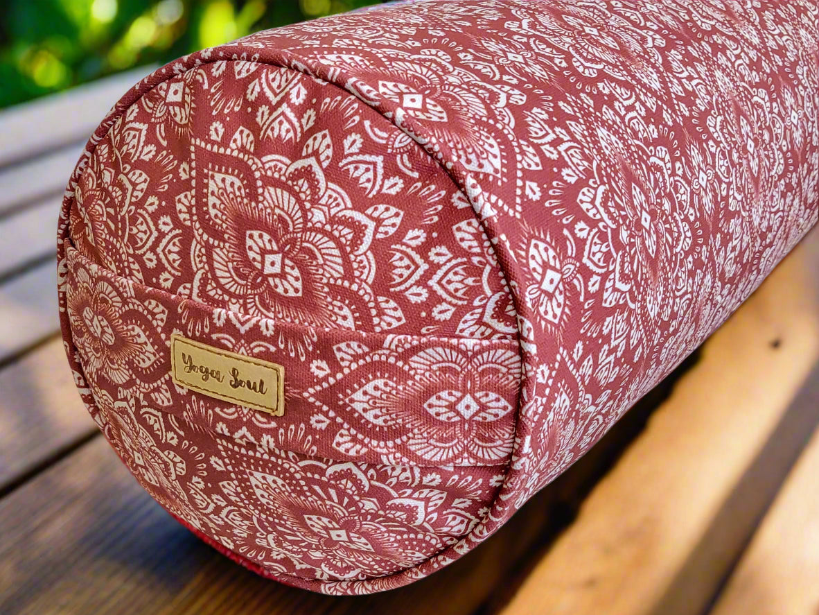 Round Yoga Bolster | Mandala | Rust - Yoga Soul