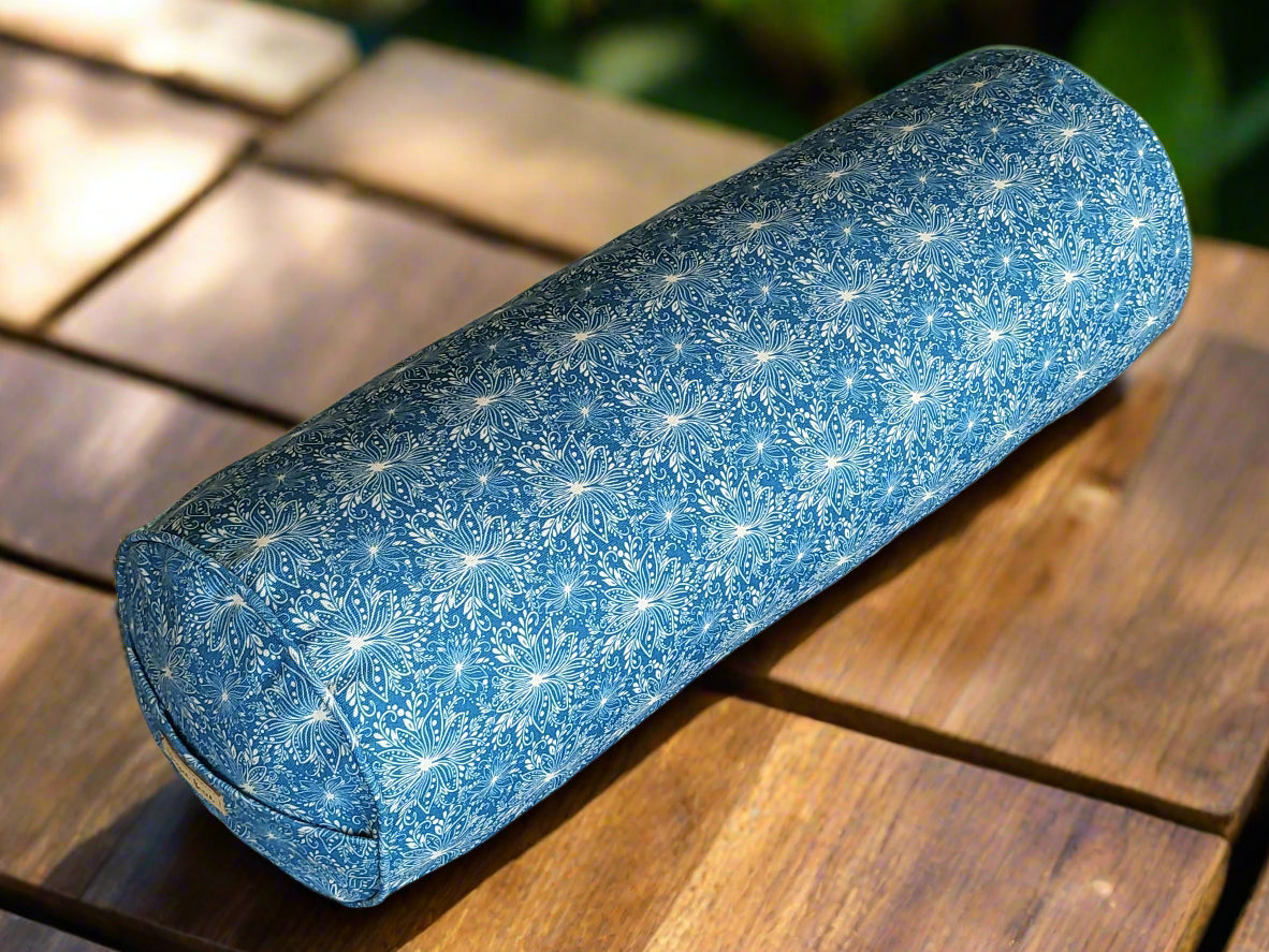 Round Yoga Bolster | Lotus | Indigo Blue - Yoga Soul