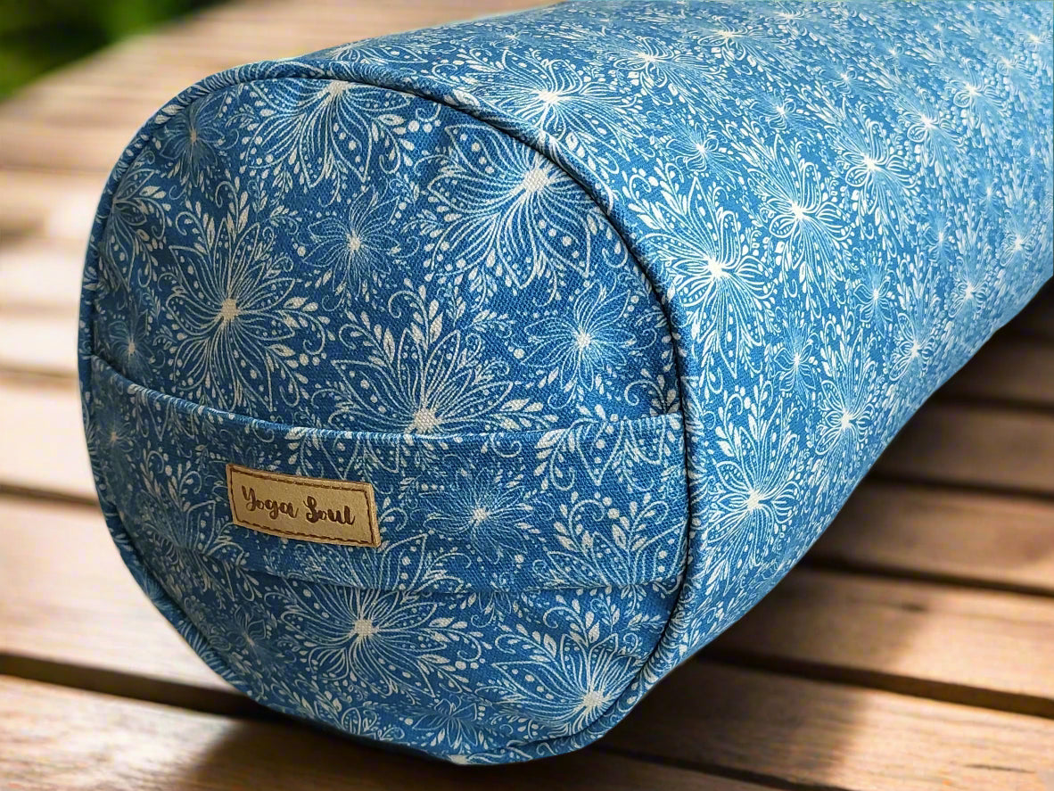 Round Yoga Bolster | Lotus | Indigo Blue - Yoga Soul