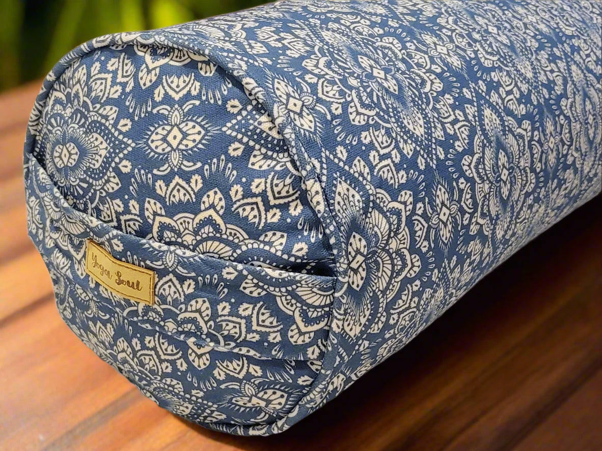 Round Yoga Bolster | Mandala | Indigo Blue - Yoga Soul