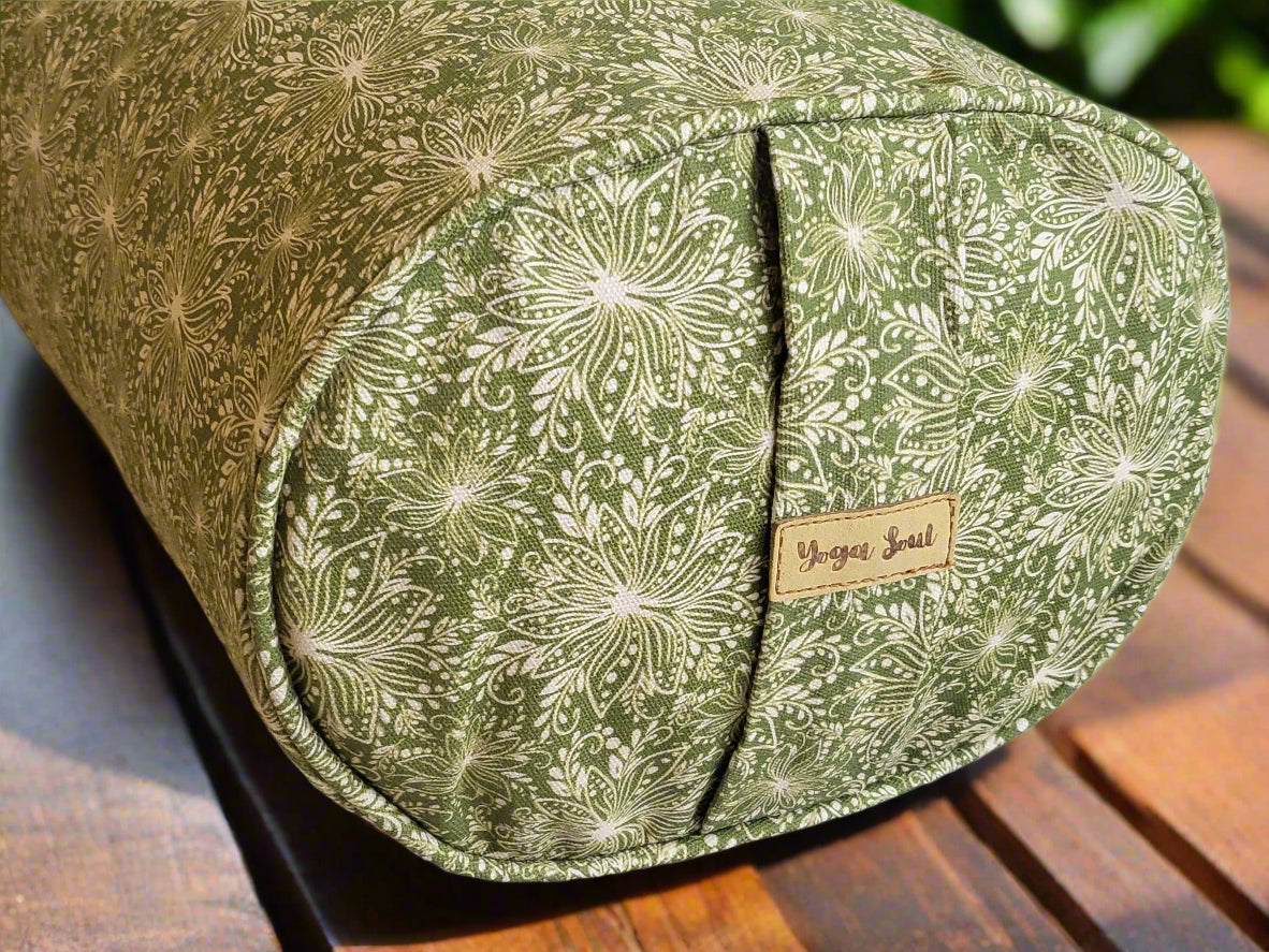 Oval Yoga Bolster | Lotus | Olive Green - Yoga Soul