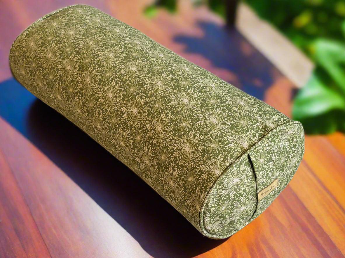 Oval Yoga Bolster | Lotus | Olive Green - Yoga Soul