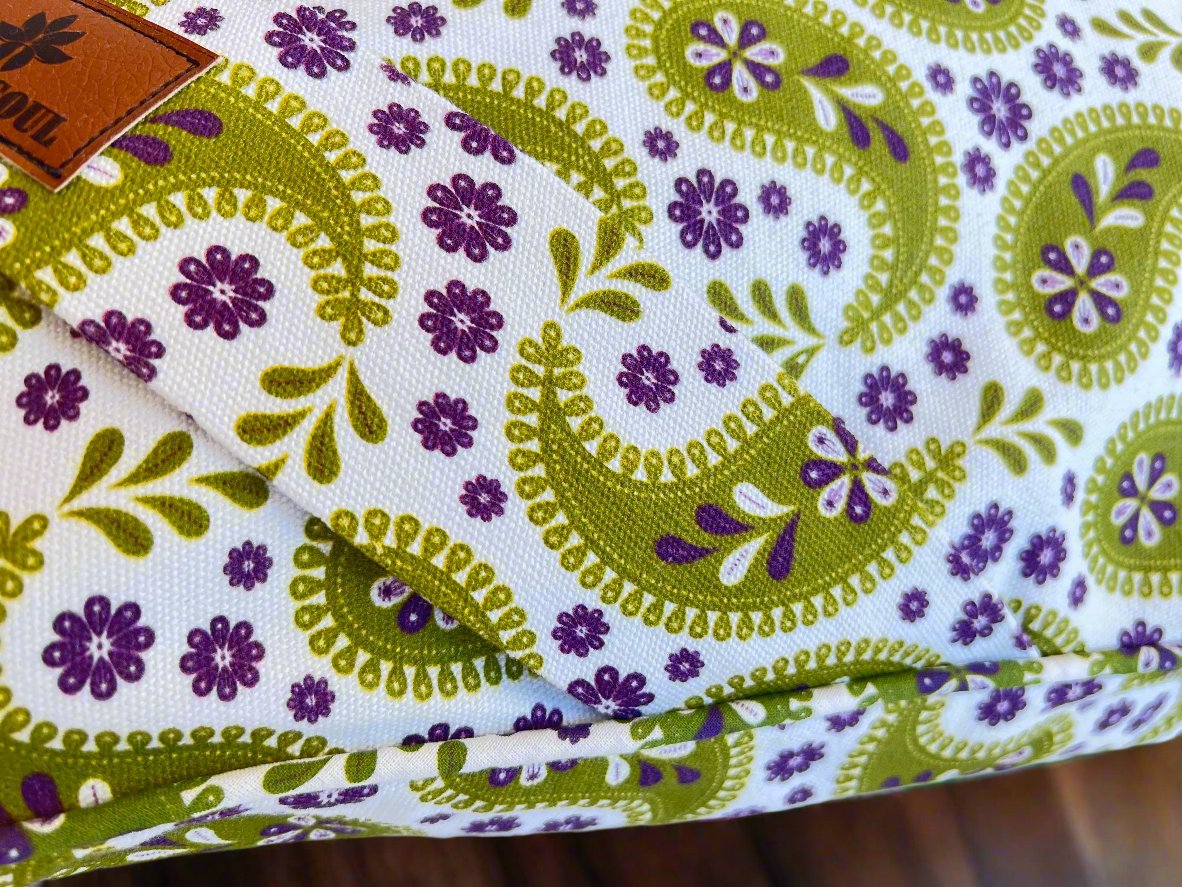 ZABUTON Meditation Cushion | Paisley | Olive Green - Yoga Soul