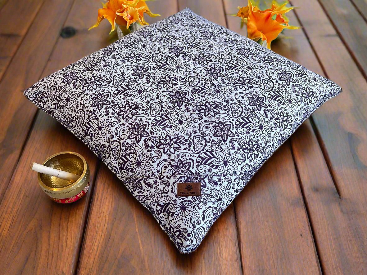 ZABUTON Meditation Cushion | Paisley Flower | Purple - Yoga Soul