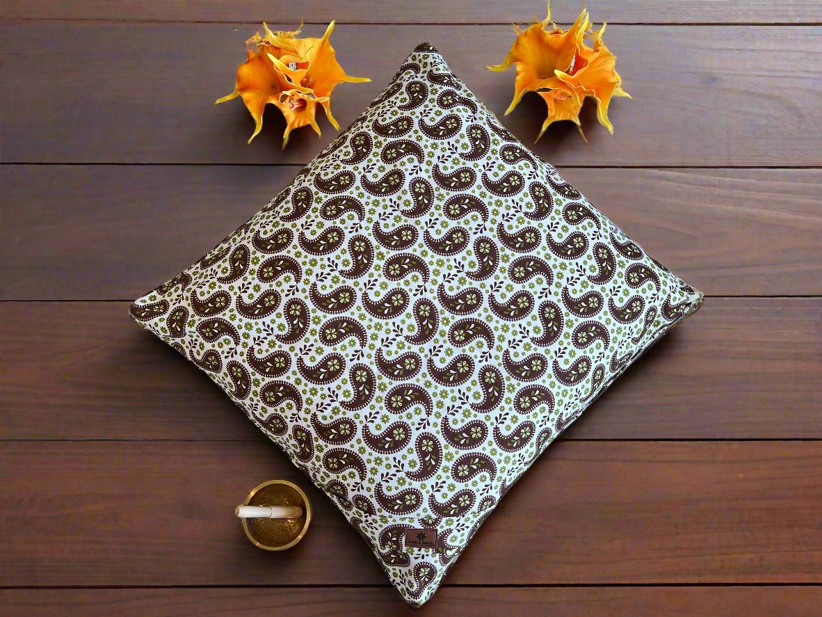 ZABUTON Meditation Cushion | Paisley | Chocolate - Yoga Soul