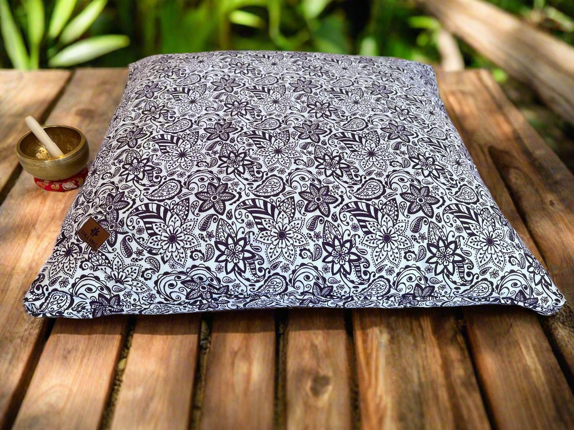 ZABUTON Meditation Cushion | Paisley Flower | Purple - Yoga Soul