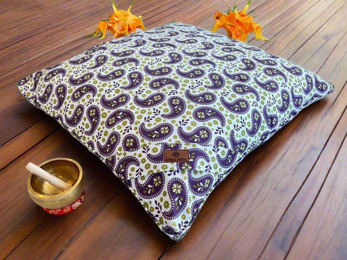 ZABUTON Meditation Cushion | Paisley | Purple - Yoga Soul