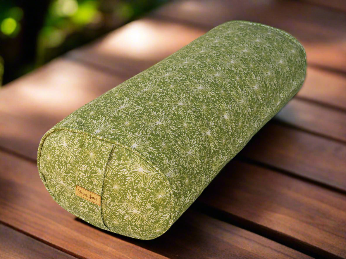 Oval Yoga Bolster | Lotus | Olive Green - Yoga Soul