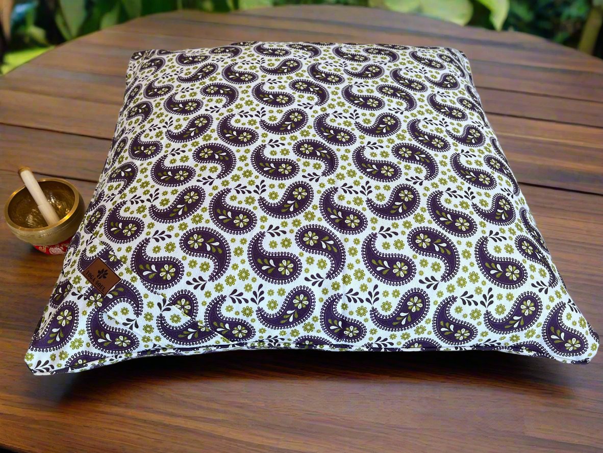 ZABUTON Meditation Cushion | Paisley | Purple - Yoga Soul