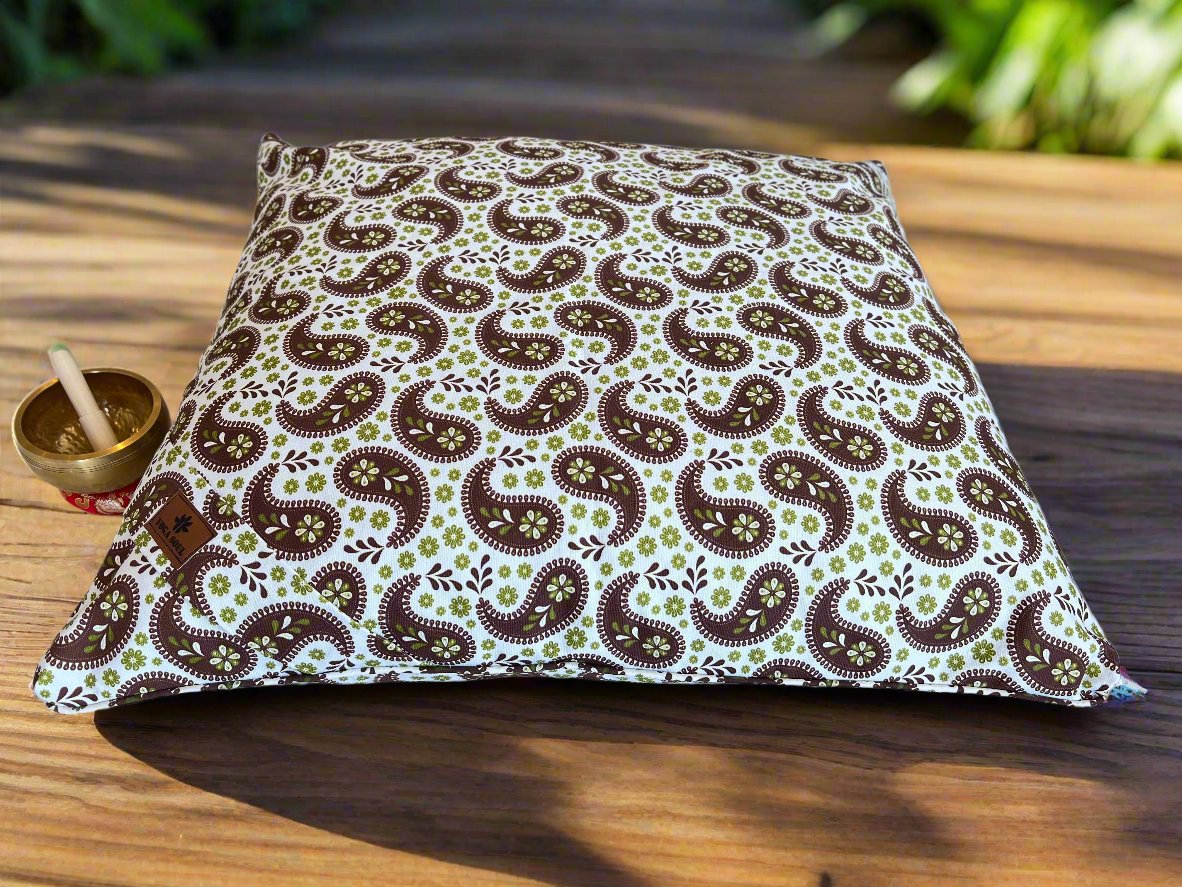 ZABUTON Meditation Cushion | Paisley | Chocolate - Yoga Soul